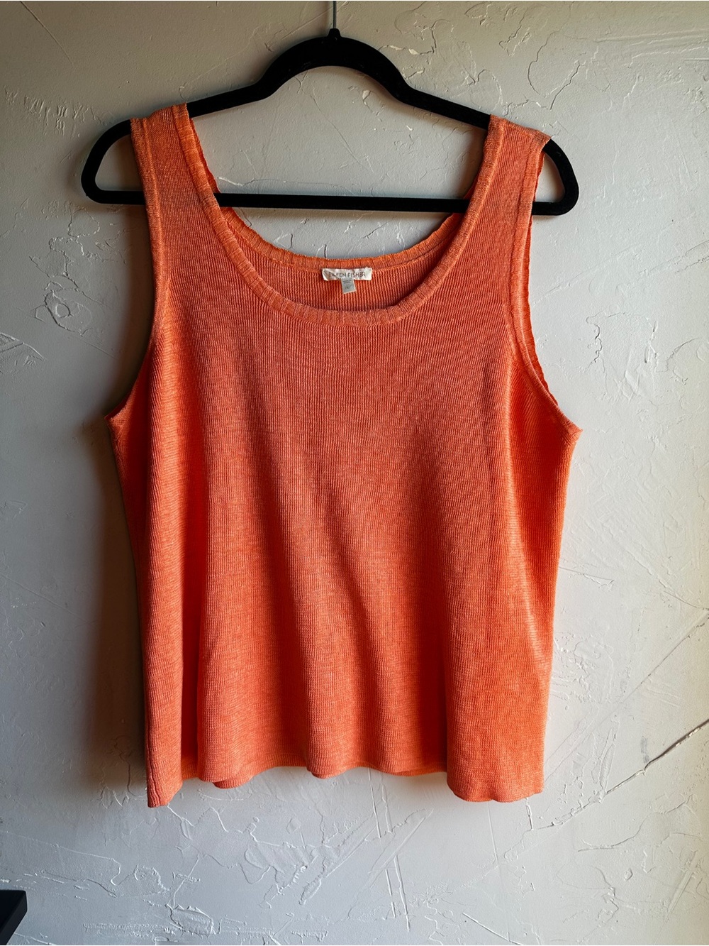 Eileen Fisher linen loose knit cardigan & tank set in coral, L and XL - Picture 9 of 16